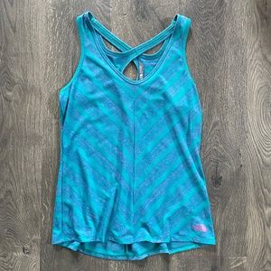 NEW North Face Racerback Blue Purple Striped V-neck Tank Top Blouse S ~FAST SHIP